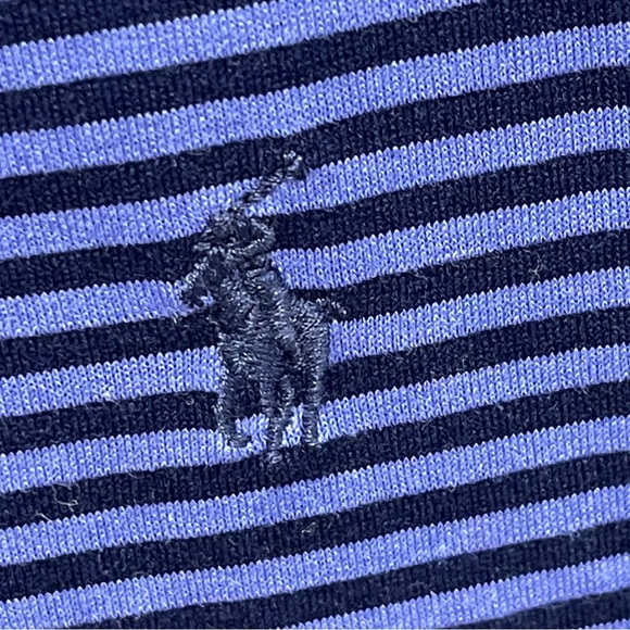 Polo Ralph Lauren 100% Pima Cotton Striped Polo Vintage Size Large Preppy Blue. - Picture 3 of 5